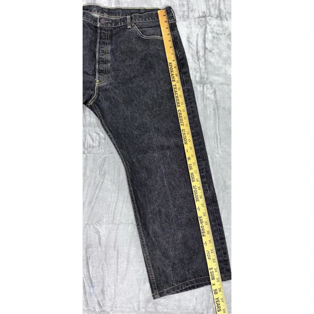 Levi's 501 Mens Black Button Fly Jeans Made in Mexico W42 L30 Actual (40x24) - Picture 3 of 14